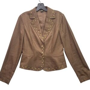 Grace Elements‎ Blazer Womens 4 Brown Western Studded Jacket Career Professional